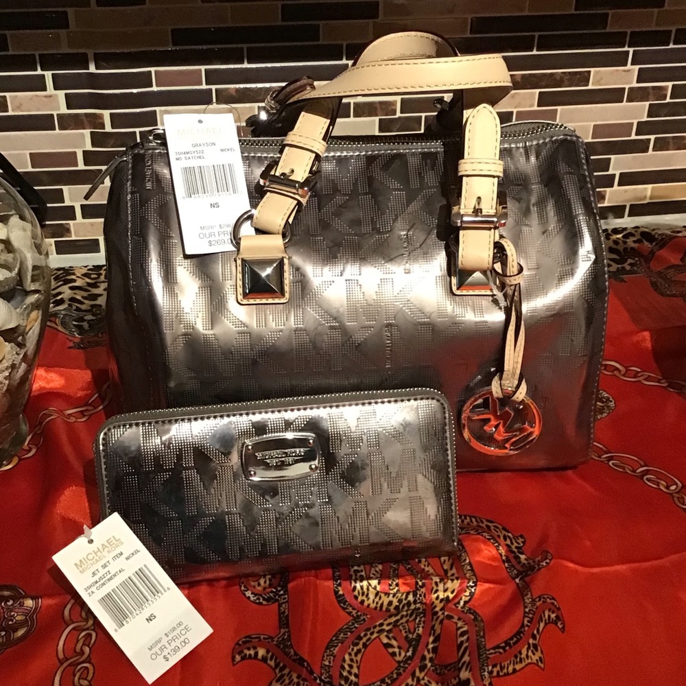 MICHAEL MICHAEL  KORS GRAYSON SATCHEL/ MATCHING WALLET NWT COMES WITH  COA